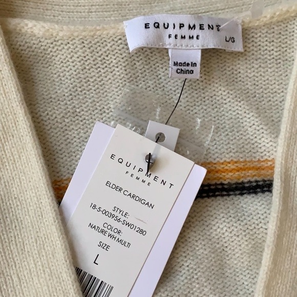 Nwt Equipment Elder Striped Cashmere Cardigan Sweater - Picture 7 of 7